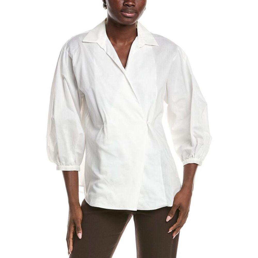 Max Mara Womens Weekend Ceci Silk-Blend Wrap Top, White